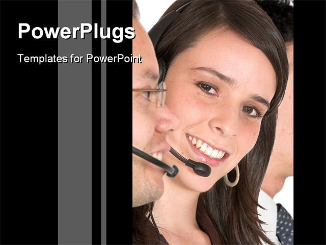 PowerPoint Template about advertising, woman, operator