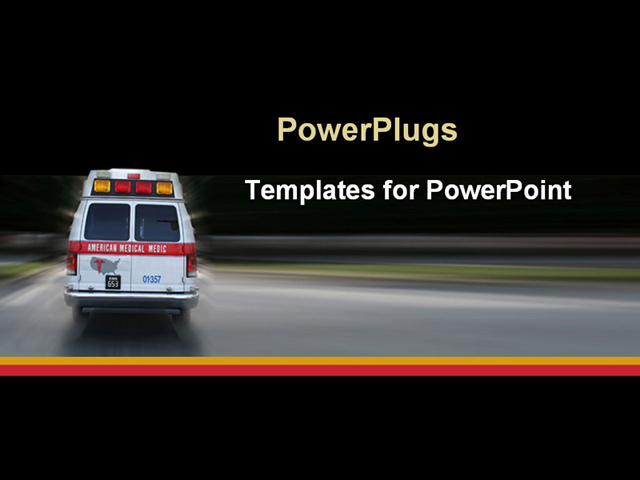 Powerpoint Template Ambulance Going To Hospital For Emergency At Night Black Background 1592 Ambulance Powerpoint Template
