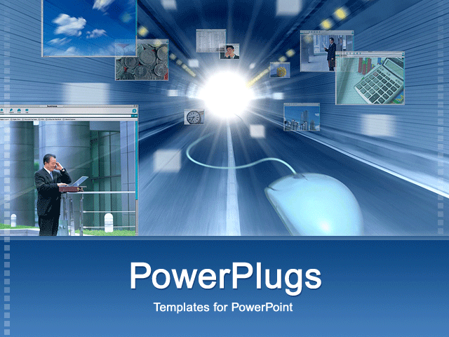 PowerPoint Template about animated, blue, internet