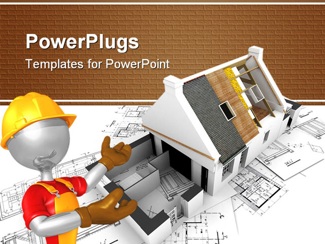 PowerPoint Template about house, exposed roof, layers