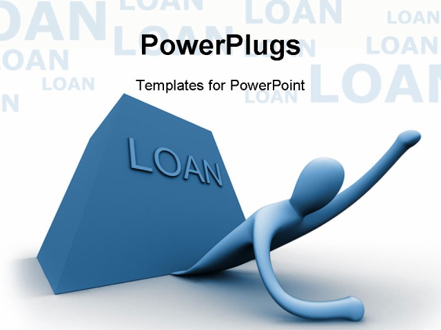 3d Person Under A Heavy Weight Representing A Loan Powerpoint Template Background Of Finance