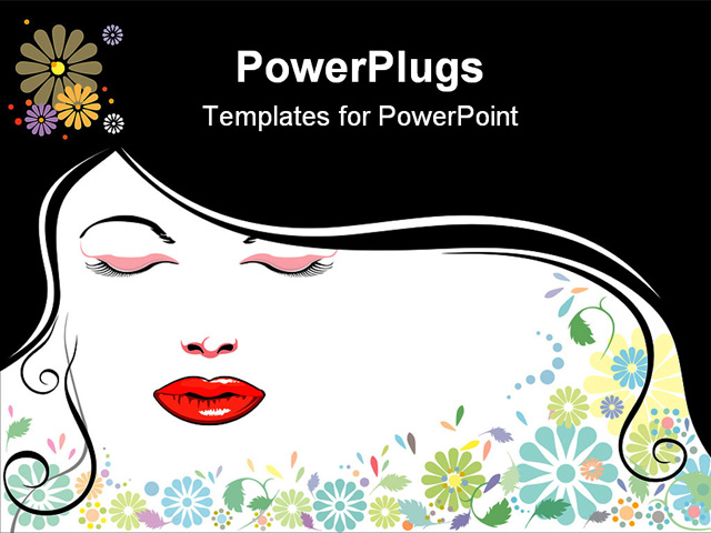 vector-file-of-beautiful-girl-and-black-hair-powerpoint-template