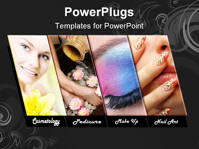 PowerPoint Template about fashion makeup, female eye, attractive