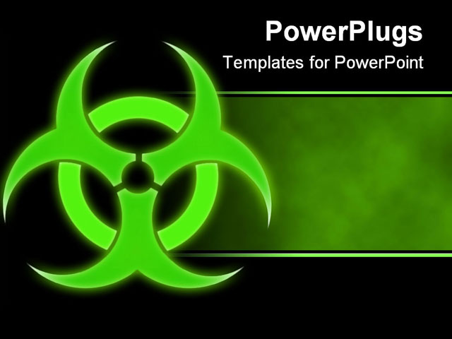 Green Glowing Bio Hazard Sign On A Black Background Powerpoint Template Background Of Biohazard Biohazard Powerpoint Template Free