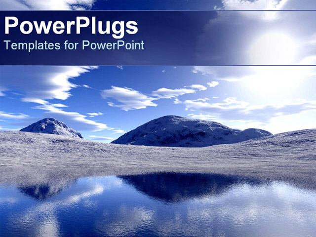 PowerPoint Template about mountains, lake, scenery