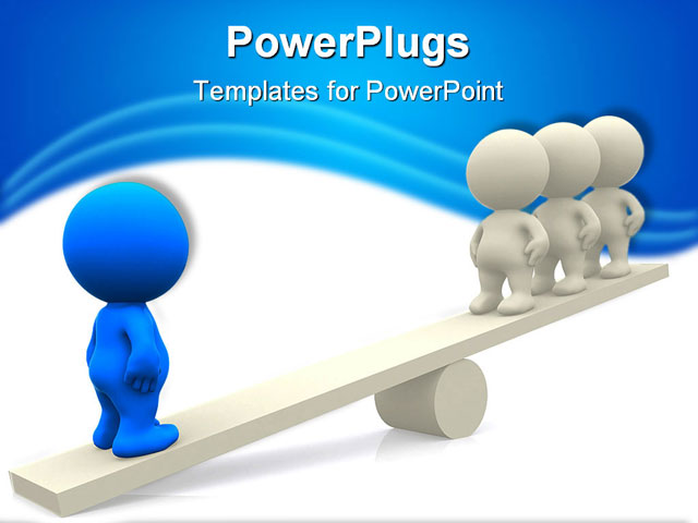 PowerPoint Template about people on a seesaw, background, balance