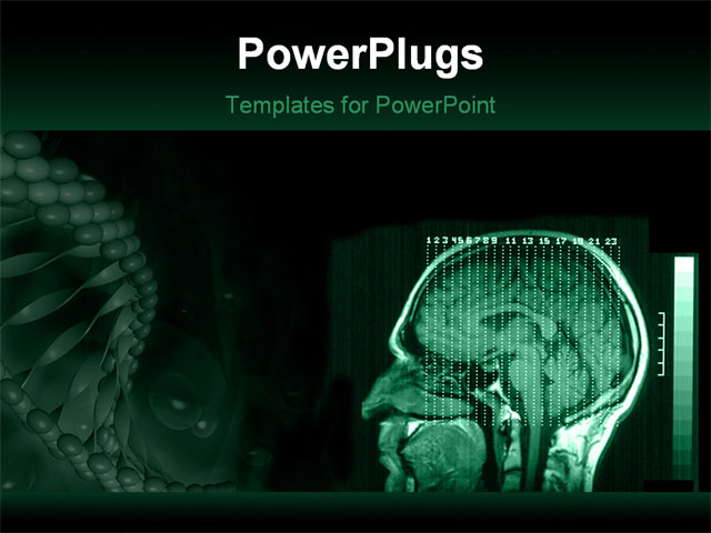 Powerpoint Template A Human Brain Mri With Greenish Background And Place For Text 3993 Brain Powerpoint Templates Free