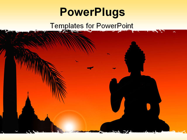 PowerPoint Template about buddha, coconut, dawn