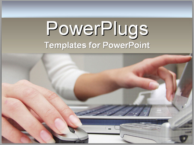 PowerPoint Template about business, hands, computer