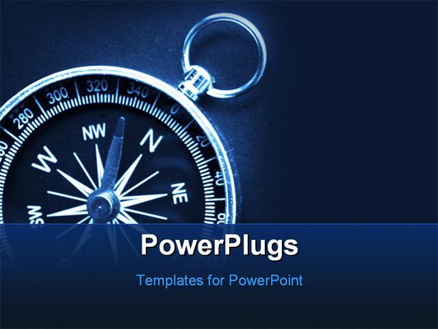 Powerpoint Template A Compass With Bluish Background And Place For Text 6117 Compass Powerpoint Template