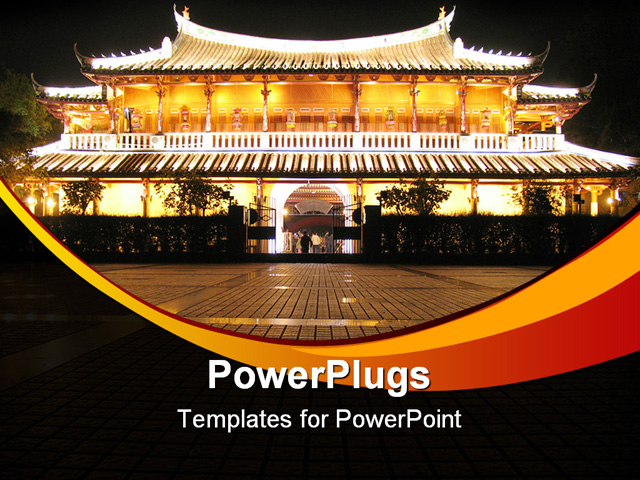 PowerPoint Template about chinese pagoda, aged, antique
