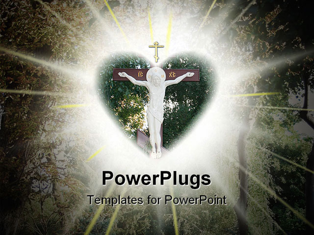 PowerPoint Template about photo, christ crucifixion, autumn