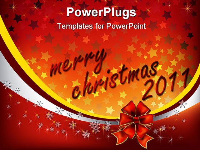 PowerPoint Template about christmas greeting, red bow, abstract