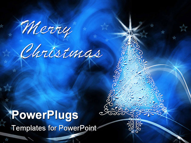 PowerPoint Template about christmas tree, swirl wavy, background