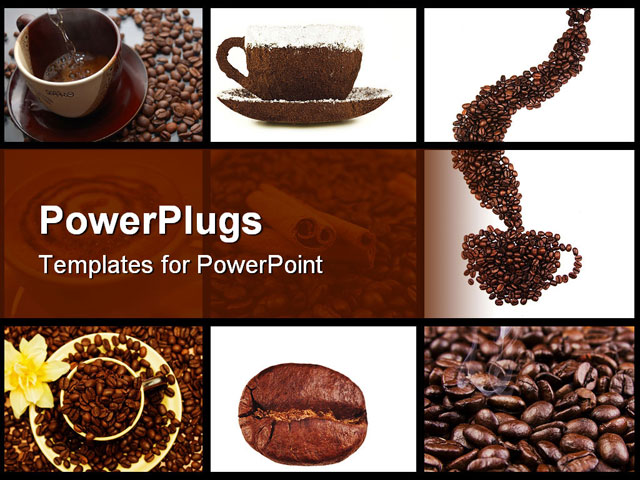 Red Cup Of Coffee On Coffee Beans With Cinnamon And White Rose Powerpoint Template Background Of Coffee Powerpoint Template Free