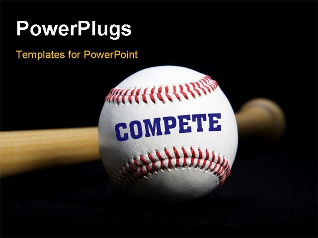 Powerpoint Template A Baseball Bat And A Ball With Blackish Background And Place For Text 7856 Powerpoint Templates Baseball