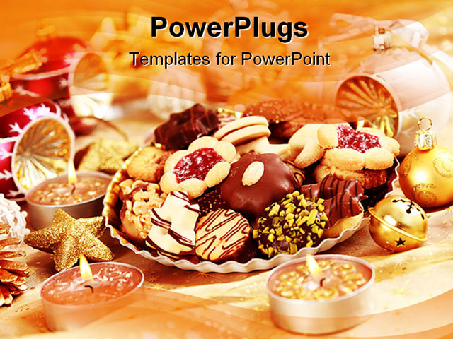 PowerPoint Template about delicious christmas cookies, aromatic, arrangement