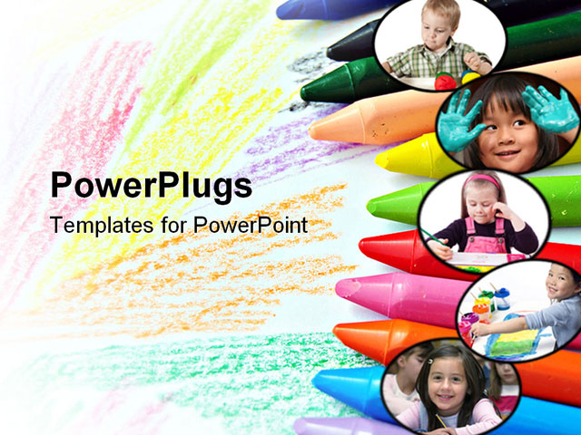 PowerPoint Template about crayons, art, artist