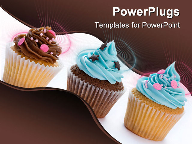 PowerPoint Template about cupcakes, background, baked