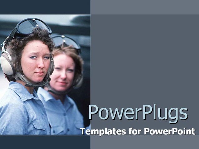 PowerPoint Template about defense, defence, women in forces