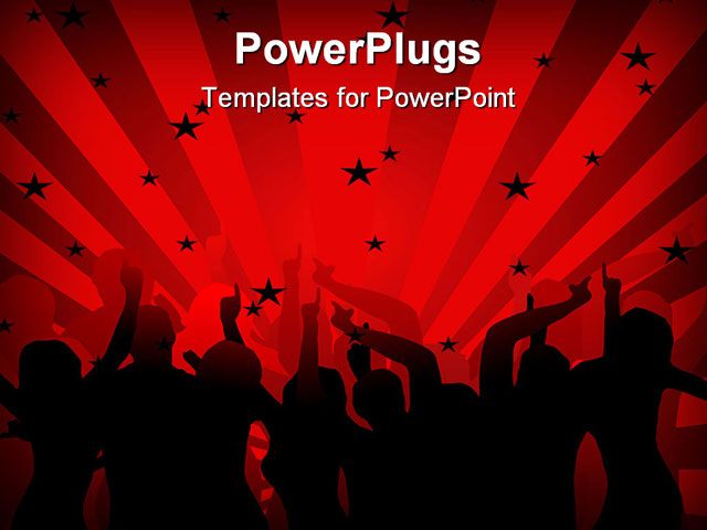 PowerPoint Template about disco dancers, silhouette, abstract