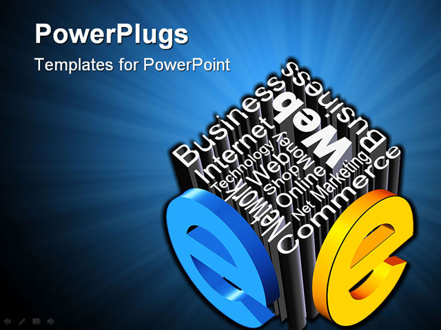 PowerPoint Template about e-business icon, advertising, blue