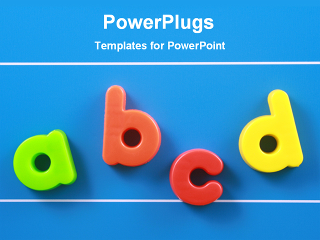 PowerPoint Template about education, letters, blue