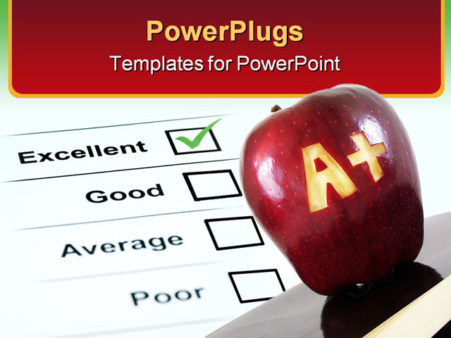 An Apple With A Plus Carved Into It Symbolizing Success Powerpoint Template Background Of A Excellent Powerpoint Templates