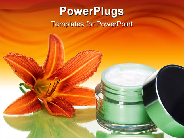 PowerPoint Template about face cream and flower, beauty, blooming