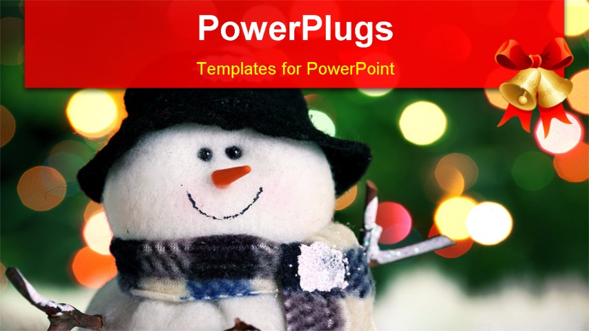 Powerpoint Template Festive Snowman And Christmas Light Background With Bells 12001 Festive Powerpoint Templates