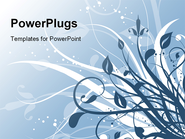 PowerPoint Template about flowers, design, blue