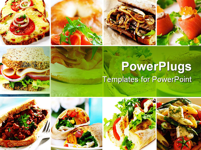 PowerPoint Template about assortment, bagel, beef