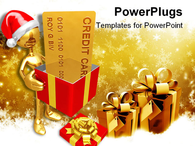 PowerPoint Template about christmas gift, credit card, abstract
