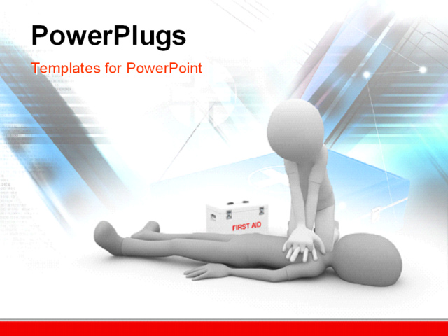 Powerpoint Template Doctor Performing Cpr First Aid On Human With First Aid Box And Medical Aid Powerpoint Template