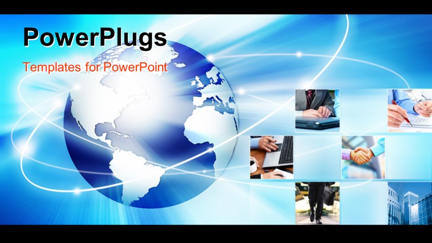 Collage Of Business Related Themes And People Powerpoint Template Background Of Global Business Communication Powerpoint Presentation Templates