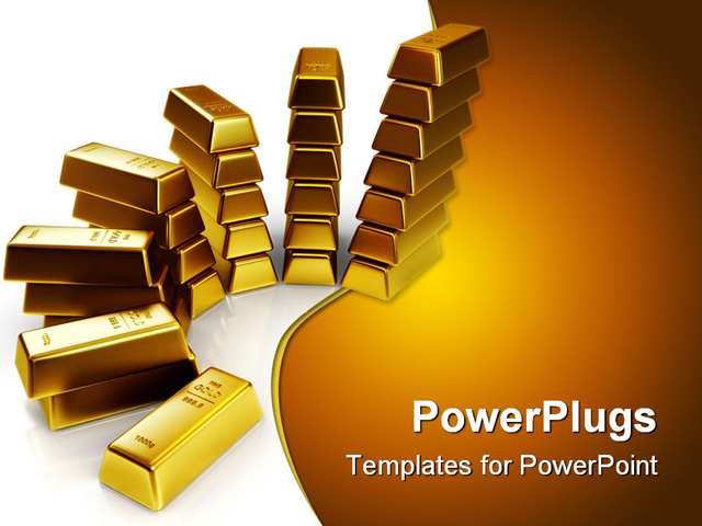 PowerPoint Template about gold bars, bank, banking