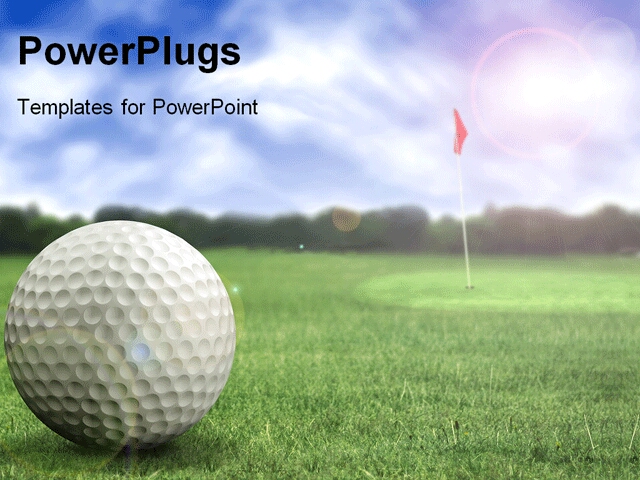Golf Ball In A Course With Striking Colours Powerpoint Template Background Of Golfball Game Golf Course Powerpoint Templates