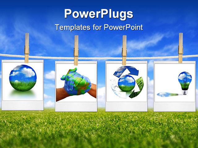 Powerpoint Template Four Depictions Related To Nature And Environment Green Lifestyle Globe Green Energy Powerpoint Template