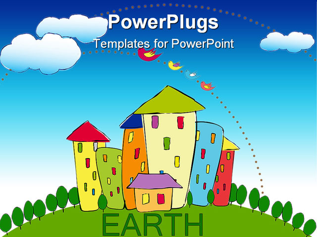 PowerPoint Template about green planet, wallpaper, air