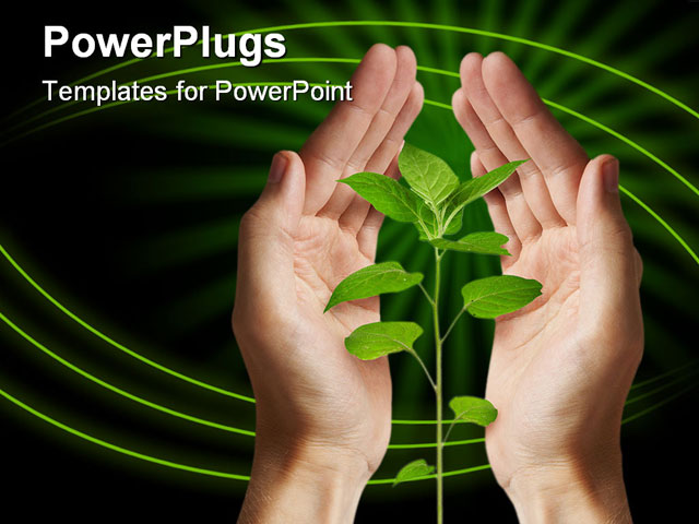 PowerPoint Template about growing green plant, achievement, agriculture