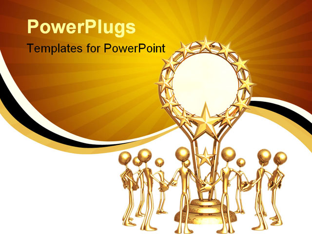 Powerpoint Template Trophy Award Gold Sun Yellow White Black Stripe Background 15082 Awards Presentation Powerpoint Template