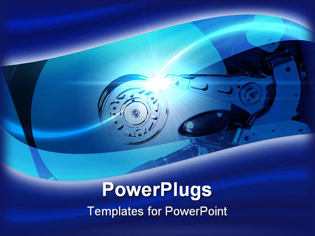 Powerpoint Template A Hard Drive Placed Inside A Machine With Blue Background 15834 Drive Presentation Templates