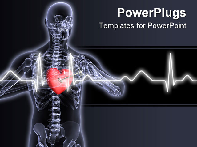 X Ray Of A Male Skeleton Displaying A Valentine Heart That Has Been Shot By Cupid S Arrow Radiology Powerpoint Template