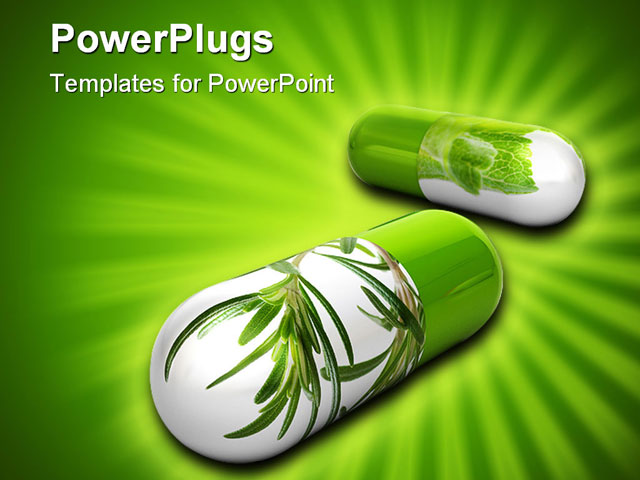 PowerPoint Template about herbal concept, herbal medicine, capsule