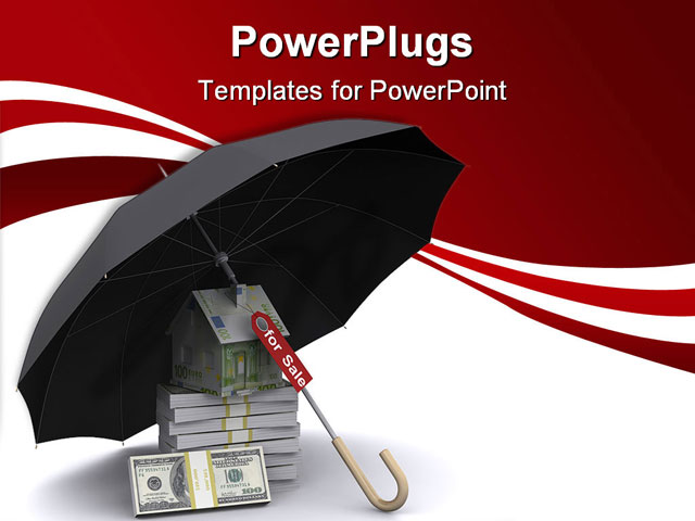 PowerPoint Template about little house, umbrella, apartment