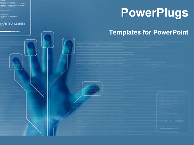 Powerpoint Template Technology For Finger Printing Identity Security On Blue Background 16688 Tech Powerpoint Template