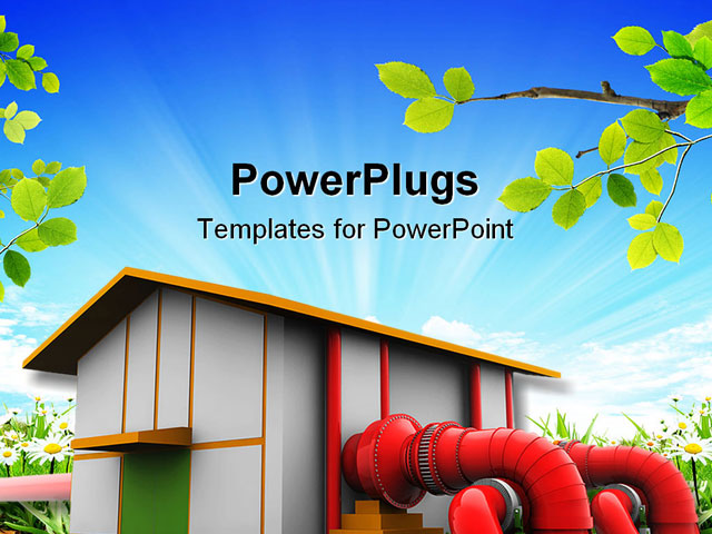 PowerPoint Template about hydroelectric plant, construction, dam