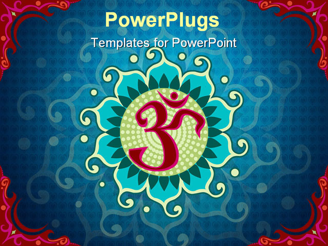 PowerPoint Template about asia, blue, buddha