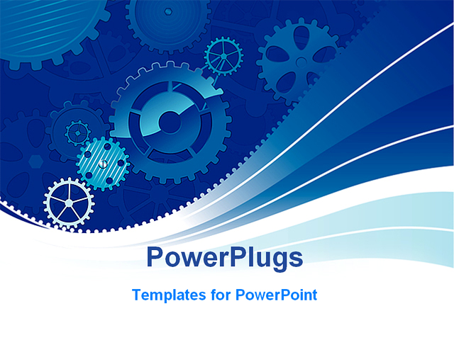 Powerpoint Template Abstract Gears Rotation On A Blue And White Background 17201 Gears Powerpoint Template
