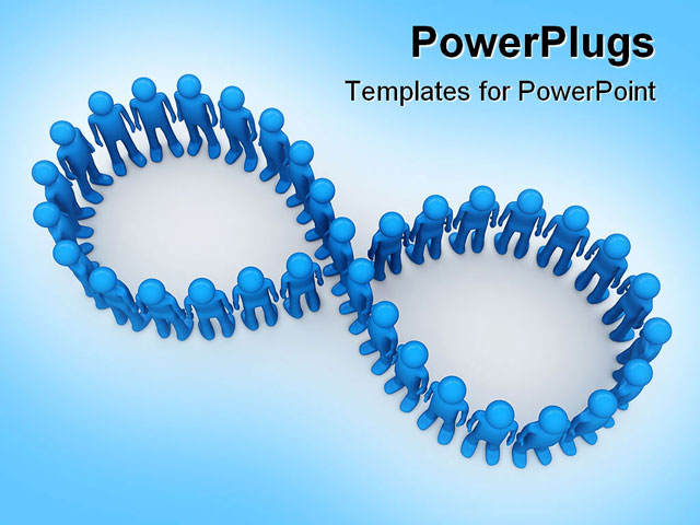 PowerPoint Template about infinity sign loop formed by men, crowds collection, background
